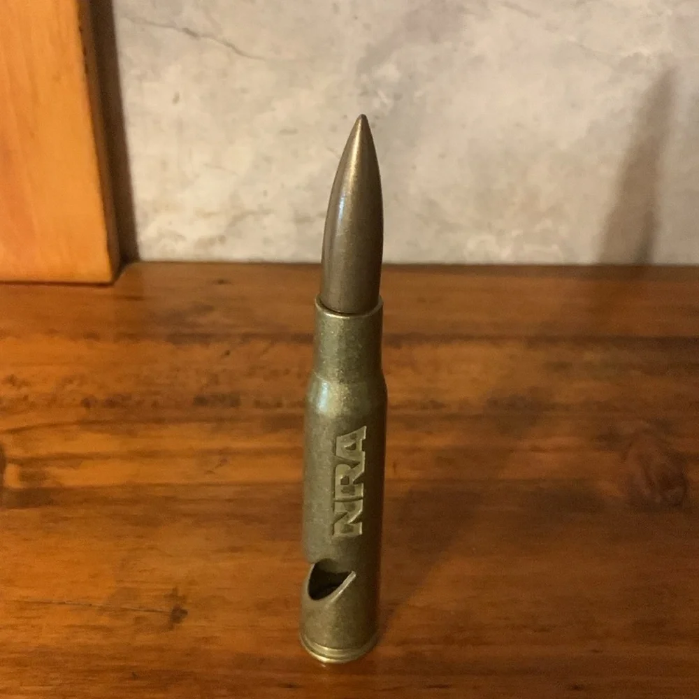 Rare NRA Gold Brass Bullet Bottle Opener Great Gift Man Cave Home Bar Decor